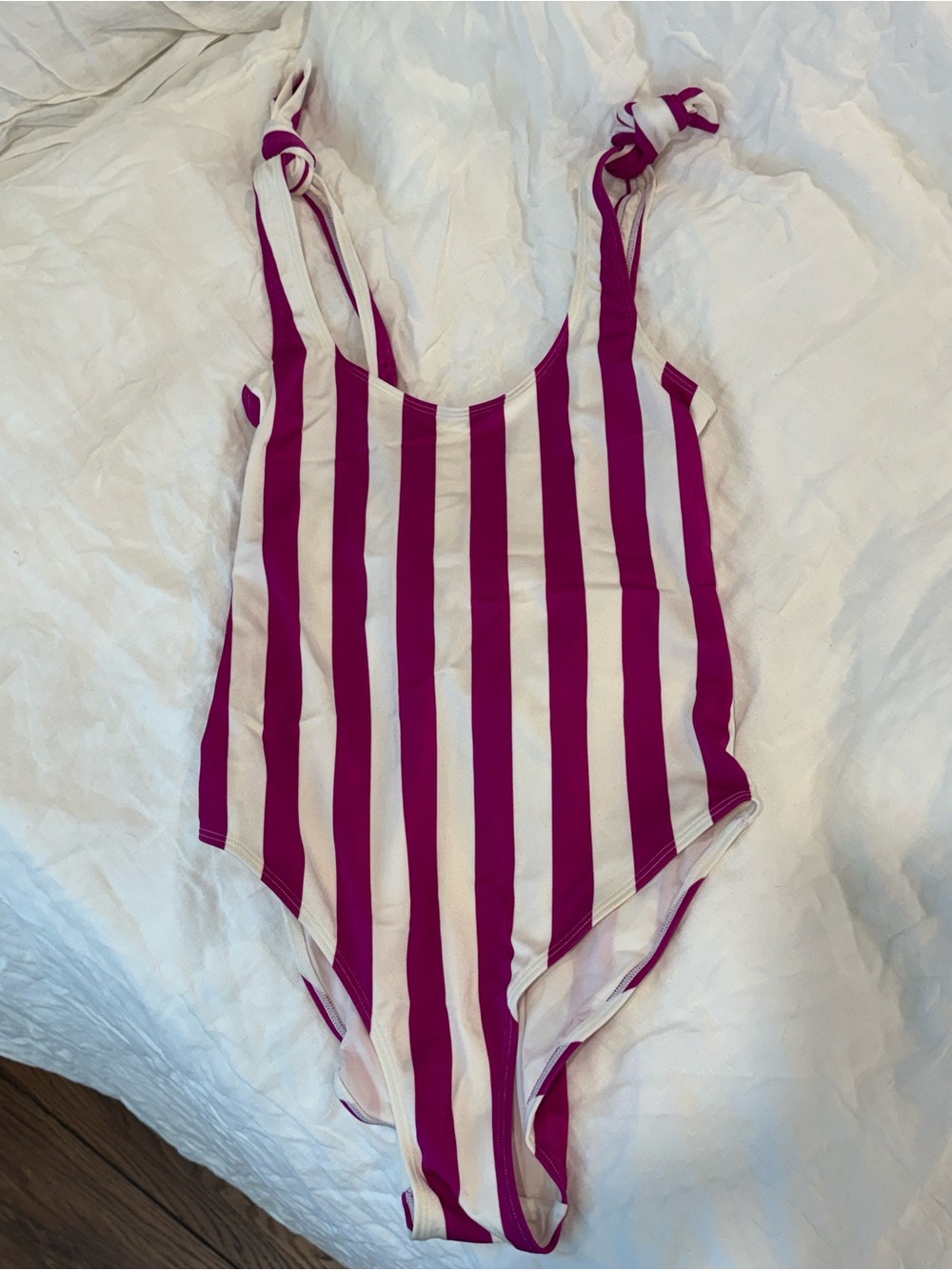 & Other Stories Pink and White Striped One-Piece Swimsuit
